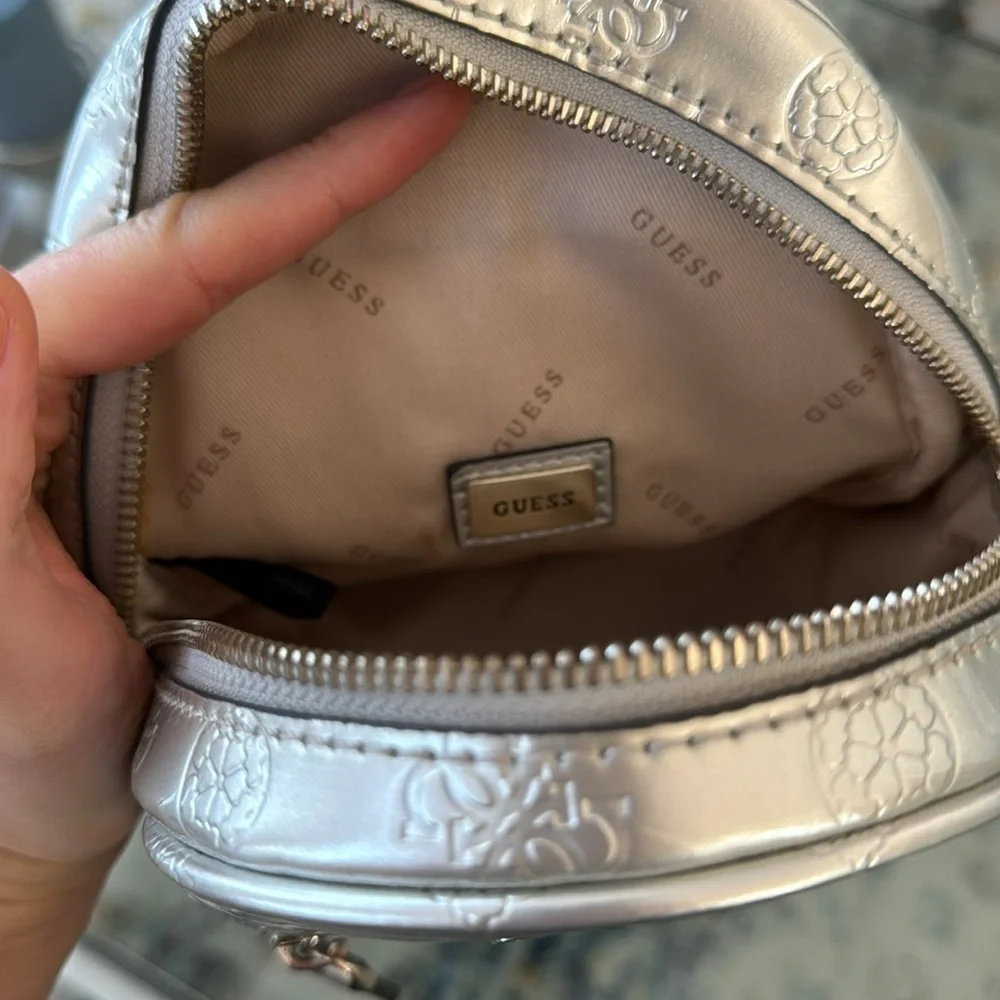 Guess silver mini backpack
